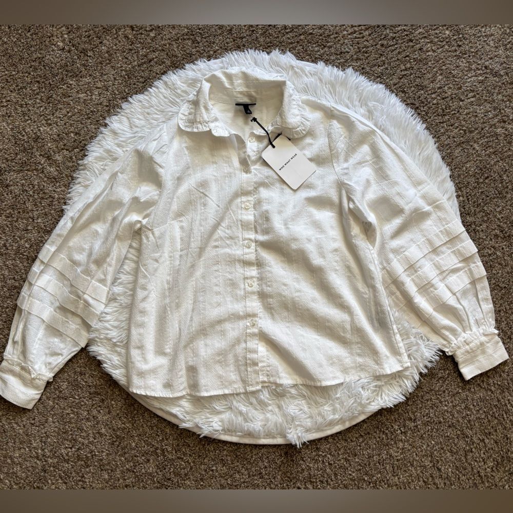 Who What Wear Top White‎ New Button Down Womens Size Small